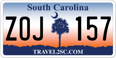 SC license plate ZOJ157