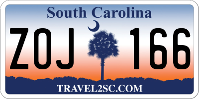 SC license plate ZOJ166