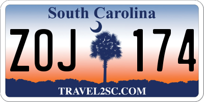 SC license plate ZOJ174