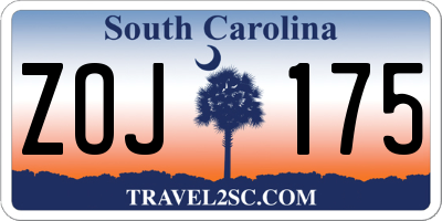 SC license plate ZOJ175