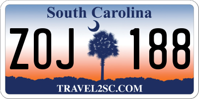 SC license plate ZOJ188