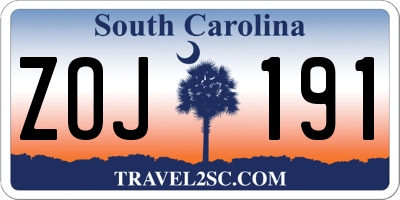 SC license plate ZOJ191