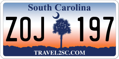 SC license plate ZOJ197
