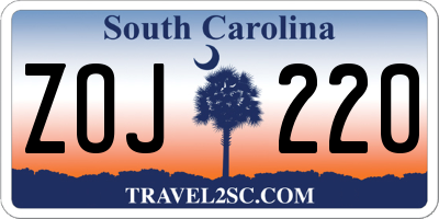 SC license plate ZOJ220