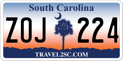 SC license plate ZOJ224