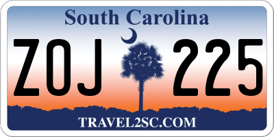 SC license plate ZOJ225