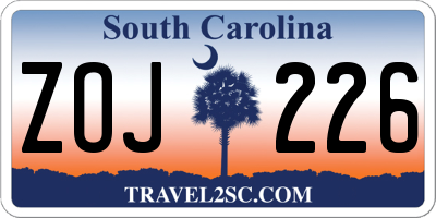 SC license plate ZOJ226