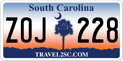 SC license plate ZOJ228