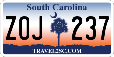 SC license plate ZOJ237