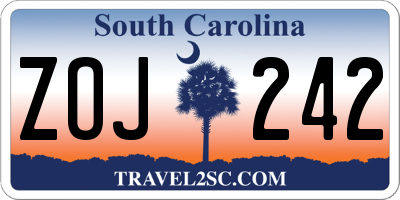 SC license plate ZOJ242
