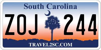 SC license plate ZOJ244