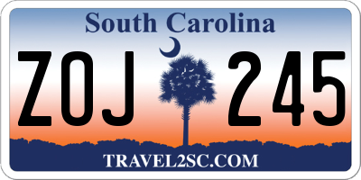 SC license plate ZOJ245