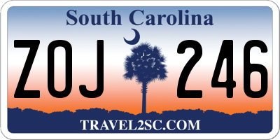 SC license plate ZOJ246