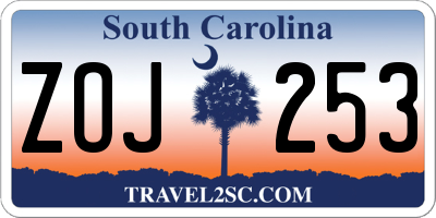 SC license plate ZOJ253