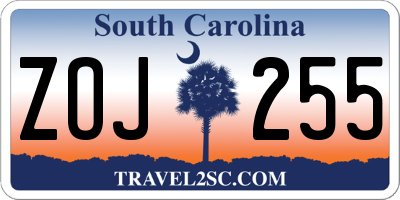SC license plate ZOJ255