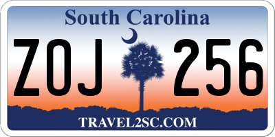 SC license plate ZOJ256