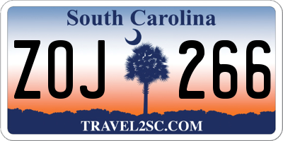 SC license plate ZOJ266