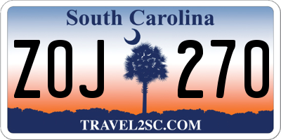 SC license plate ZOJ270