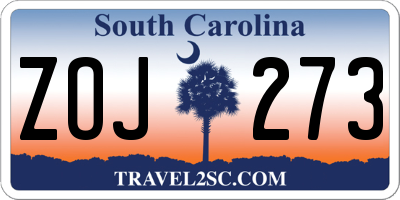 SC license plate ZOJ273