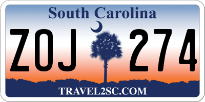 SC license plate ZOJ274