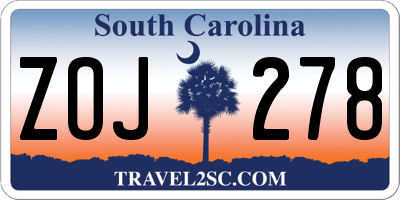 SC license plate ZOJ278