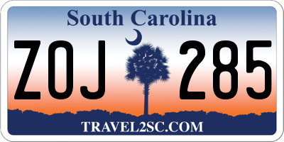 SC license plate ZOJ285