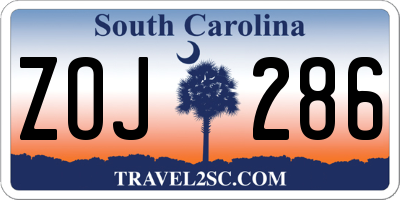 SC license plate ZOJ286