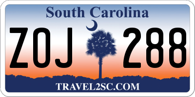 SC license plate ZOJ288