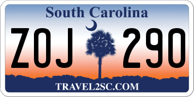 SC license plate ZOJ290