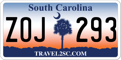 SC license plate ZOJ293
