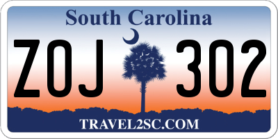 SC license plate ZOJ302