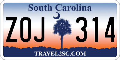 SC license plate ZOJ314