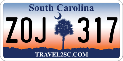 SC license plate ZOJ317