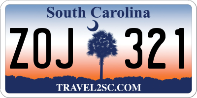 SC license plate ZOJ321