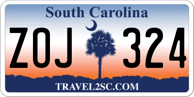 SC license plate ZOJ324