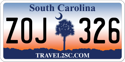SC license plate ZOJ326