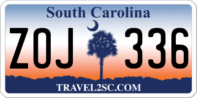 SC license plate ZOJ336