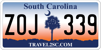 SC license plate ZOJ339