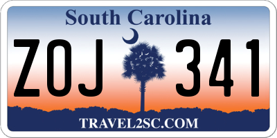 SC license plate ZOJ341