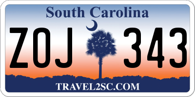 SC license plate ZOJ343