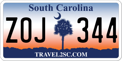 SC license plate ZOJ344