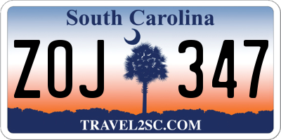 SC license plate ZOJ347