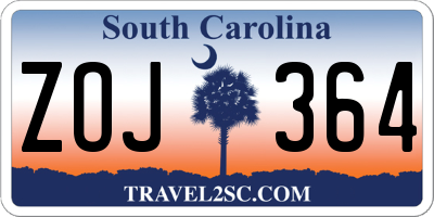 SC license plate ZOJ364