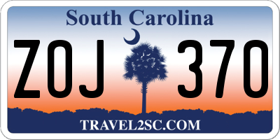 SC license plate ZOJ370