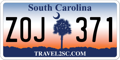 SC license plate ZOJ371