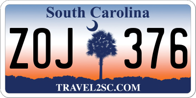 SC license plate ZOJ376