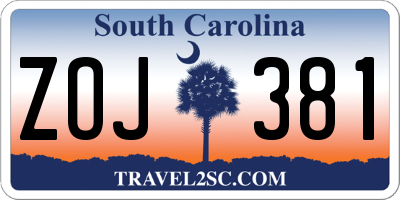 SC license plate ZOJ381