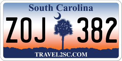 SC license plate ZOJ382