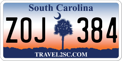 SC license plate ZOJ384