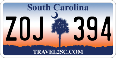 SC license plate ZOJ394